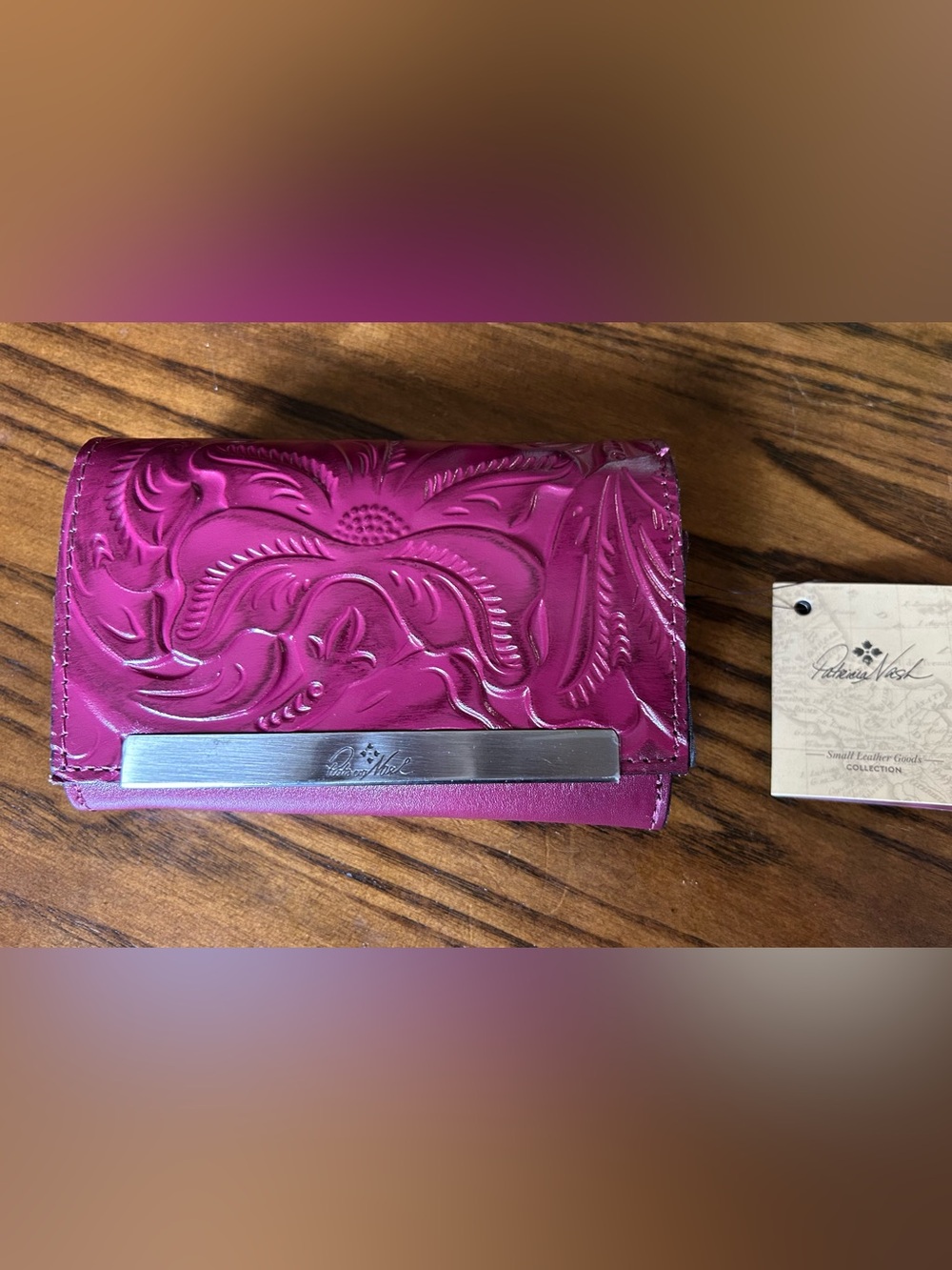 Patricia Nash Magenta Tooled Leather Cametti Wallet , RFID, NWT
